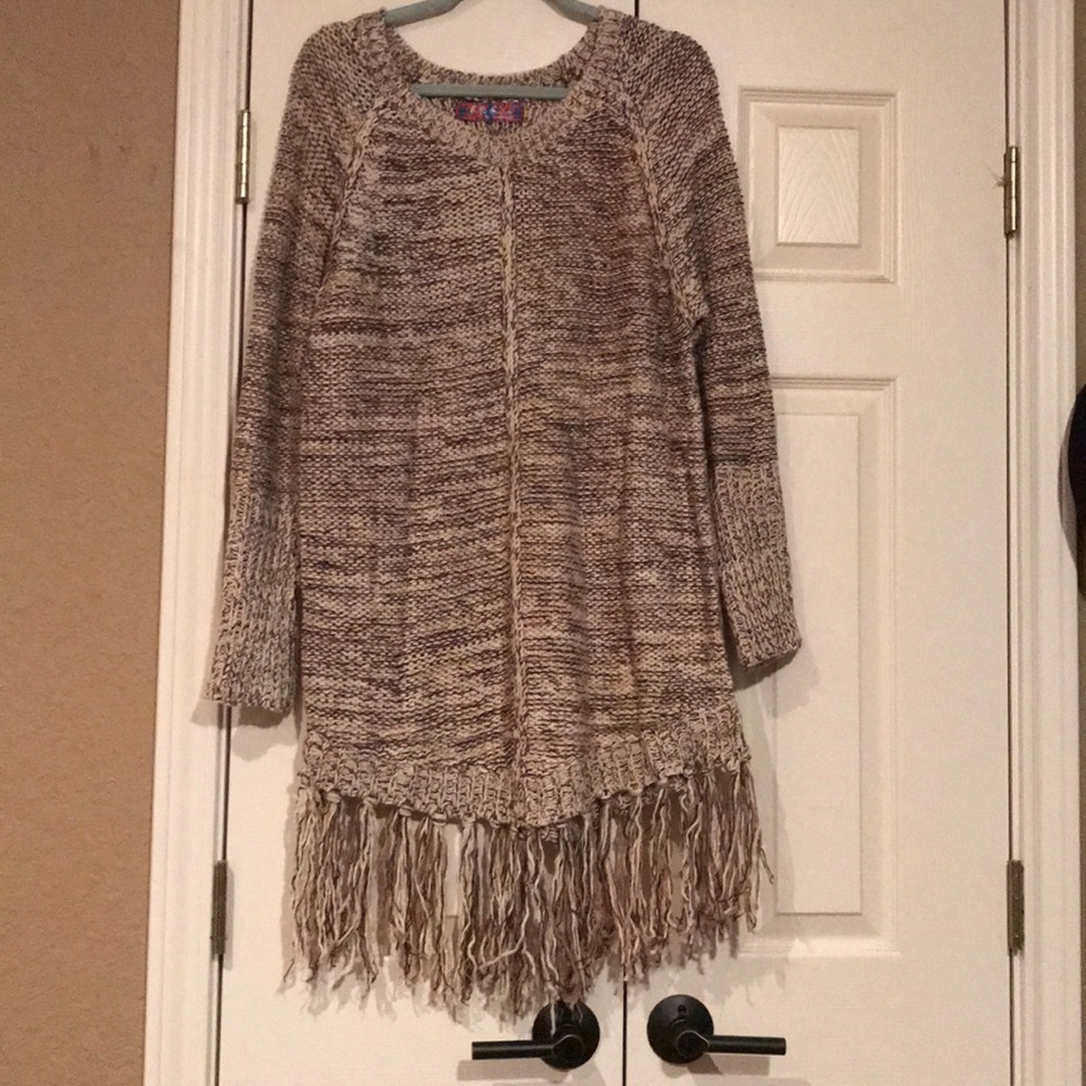 Fringe sweater tunic